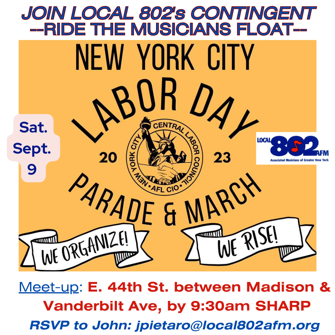 NYC Labor Day Parade 2023 Local 802 AFM